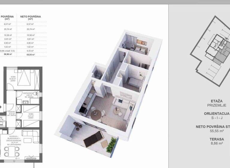 Wohnung zum Kauf 222.984 € 3 Zimmer 58,7 m² 1. Geschoss Pakostane 0