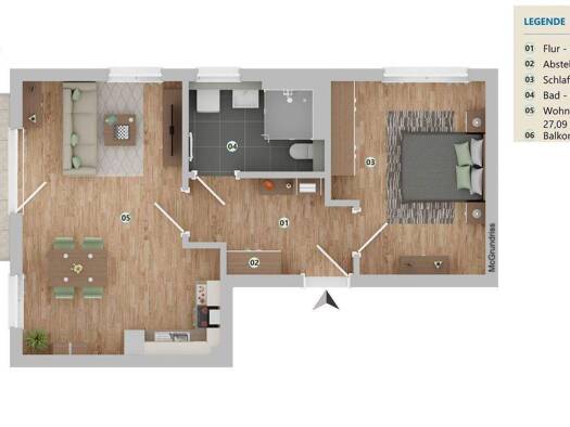 Wohnung zur Miete 351 € 2 Zimmer 58,5 m² 1. Geschoss Zur Steilküste 6 Andershof Stralsund 18439