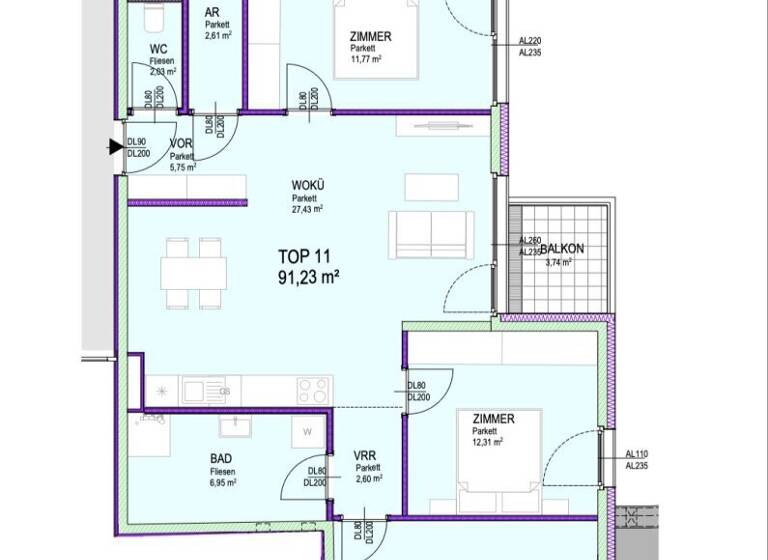 WG-Zimmer zum Kauf - Erstbezug 484.000 € 4 Zimmer 91,2 m² 1. Geschoss Kirchenplatz Groß-Enzersdorf 2301