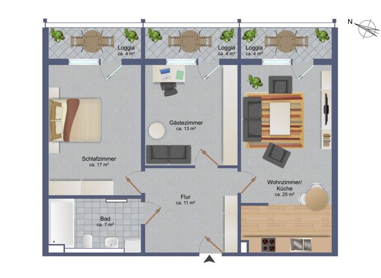 Wohnung zum Kauf 149.700 € 3 Zimmer 79,8 m² Zippendorf Schwerin 19063