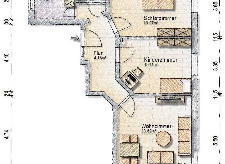 Wohnung zum Kauf 210.500 € 3 Zimmer 70 m² 2. Geschoss Hainholz Hannover 30165