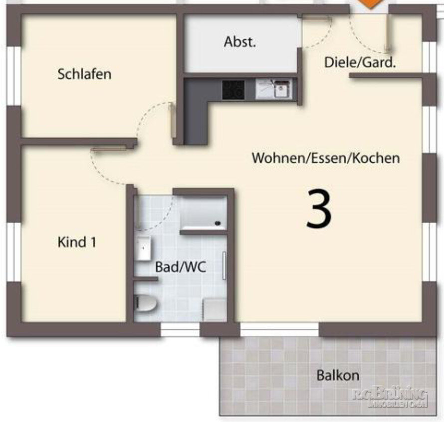 Wohnung zum Kauf 321.451 € 3 Zimmer 81 m²<br/>Wohnfläche 1.<br/>Geschoss Kork Kehl 77694