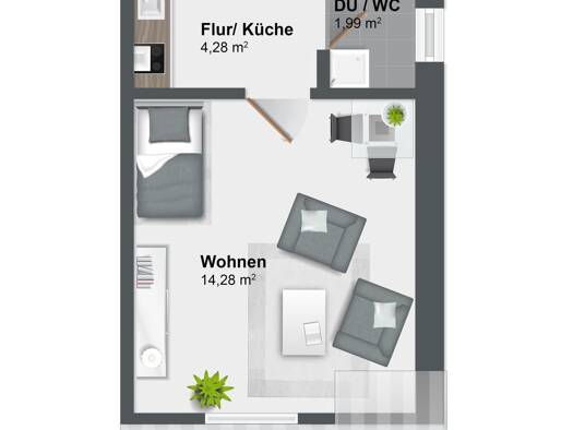 Wohnung zum Kauf 33.500 € 1 Zimmer 20 m² 3. Geschoss Treysa Schwalmstadt 34613