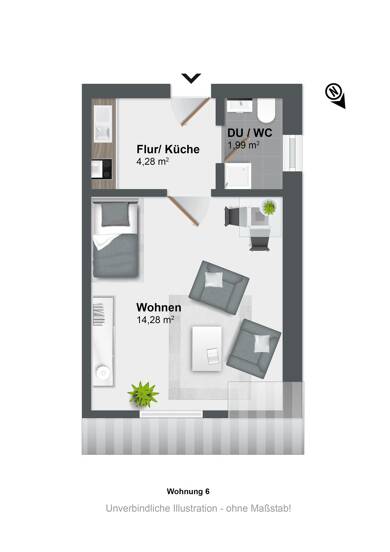 Wohnung zum Kauf 33.500 € 1 Zimmer 20 m² 3. Geschoss Treysa Schwalmstadt 34613