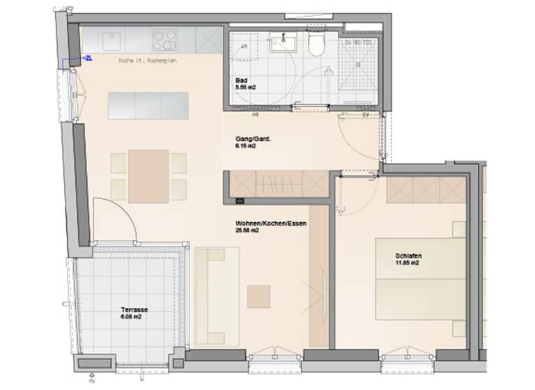 Terrassenwohnung zum Kauf - Erstbezug provisionsfrei 364.000 € 2 Zimmer 49,1 m² 1. Geschoss Haferweg Dornbirn 6850
