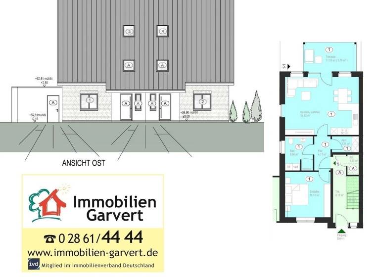 Terrassenwohnung zum Kauf - Erstbezug provisionsfrei 251.000 € 2 Zimmer 67 m² Gescher 48712