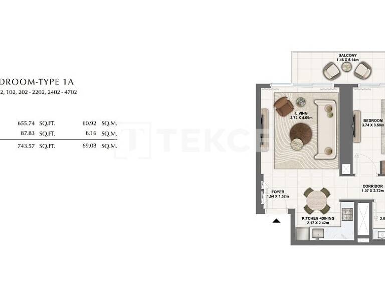Studio zum Kauf 713.000 € 3 Zimmer 122 m² 8. Geschoss Dubai