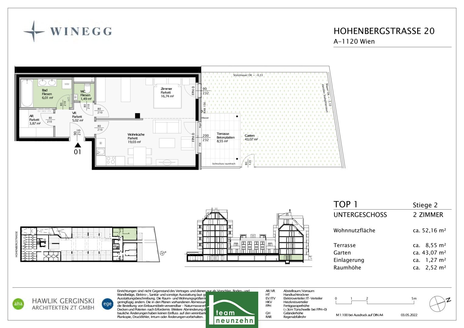 Wohnung zum Kauf provisionsfrei 319.901 € 2 Zimmer 53,2 m²<br/>Wohnfläche EG<br/>Geschoss Hohenbergstraße 20 Wien 1120