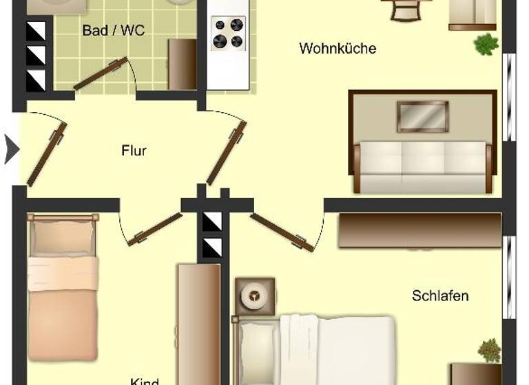 Wohnung zur Miete 419 € 2 Zimmer 34,9 m² 2. Geschoss Pankratiusstraße 80 Kernstadt Paderborn 33098