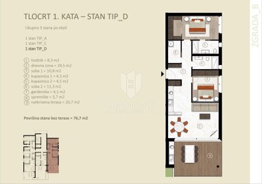 Wohnung zum Kauf 471.934 € 3 Zimmer 87 m² 1. Geschoss Novigrad 52466