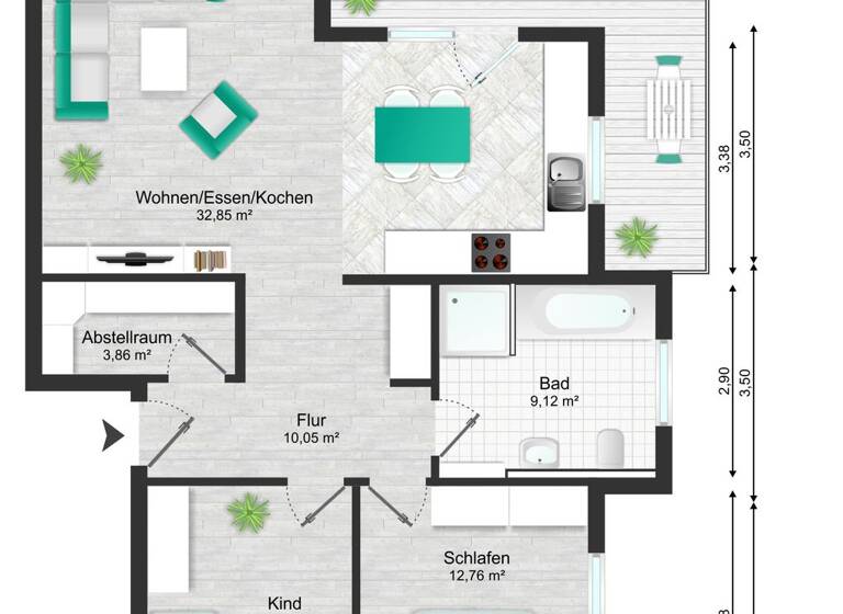 Wohnung zur Miete - Erstbezug 1.070 € 3 Zimmer 85,9 m² frei ab 01.05.2026 Kupprichhausen Boxberg 97944