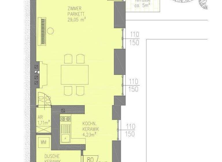 Studio zur Miete 750 € 1 Zimmer 45,4 m² EG Wien 1130