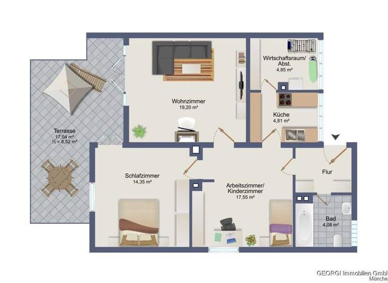 Wohnung zum Kauf 499.000 € 3,5 Zimmer 73 m² EG Bogenhausen München 81677