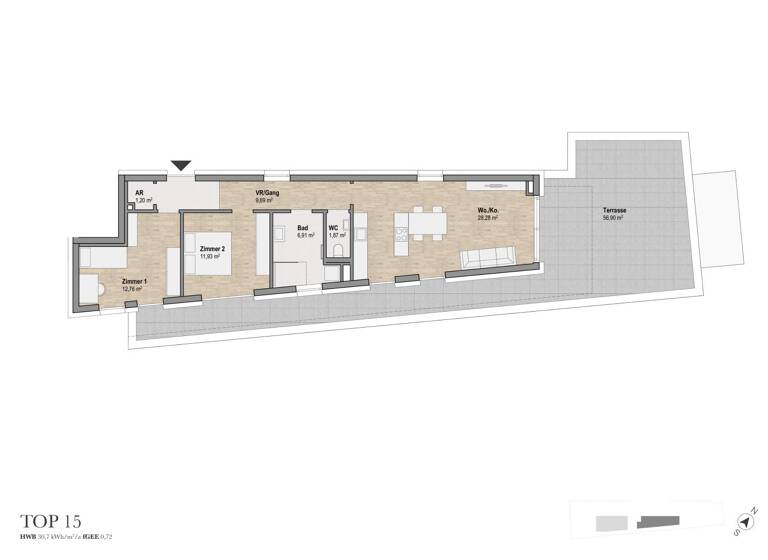 Wohnung zum Kauf - Erstbezug 669.102 € 3 Zimmer 72,6 m² 3. Geschoss Lindweg 23 Geidorf Graz 8010