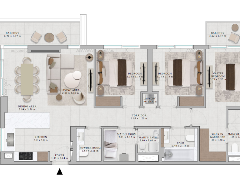 Wohnung zum Kauf 1.077.082 € 4 Zimmer 504,9 m² Dubai