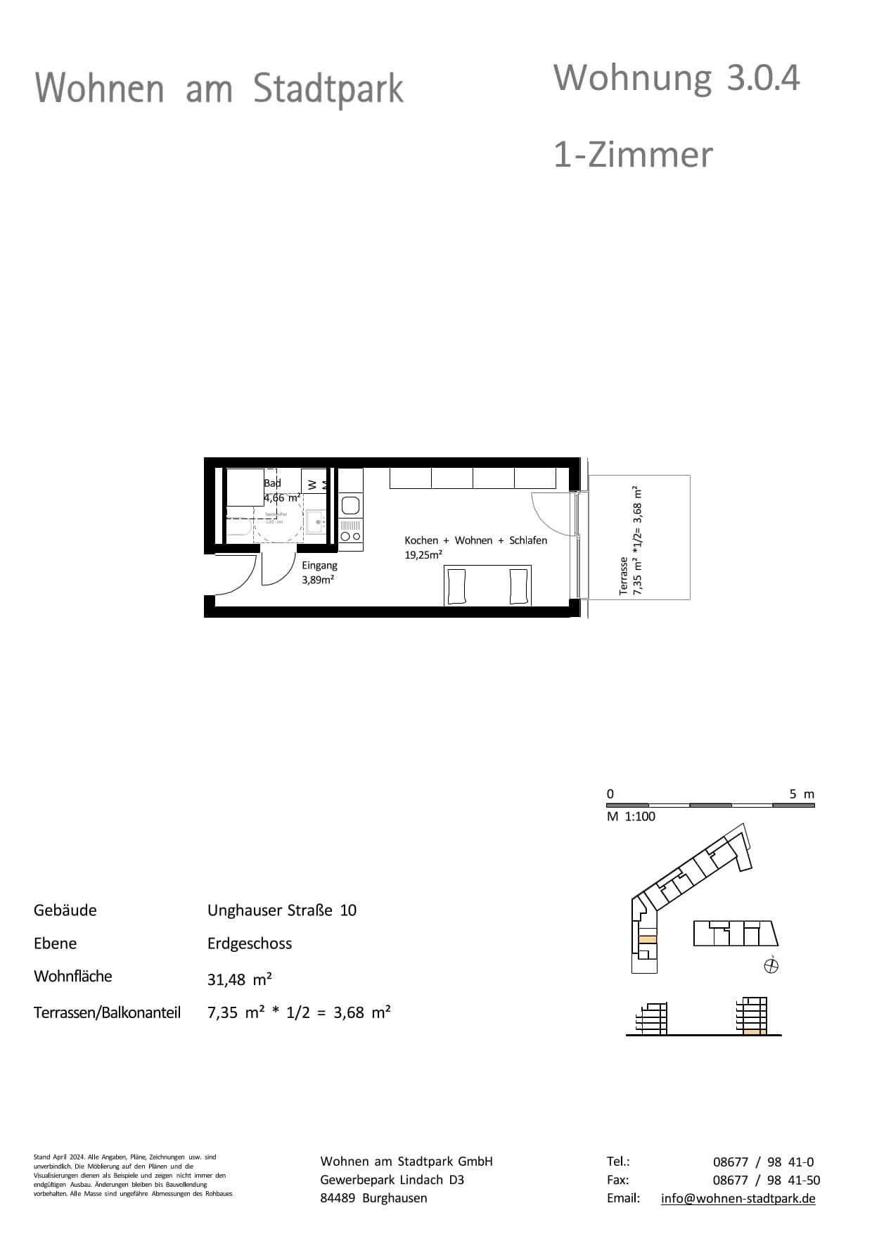 Wohnung zum Kauf provisionsfrei als Kapitalanlage geeignet 198.000 € 1 Zimmer 31,5 m²<br/>Wohnfläche Unghauser Straße 10 Burghausen Burghausen 84489