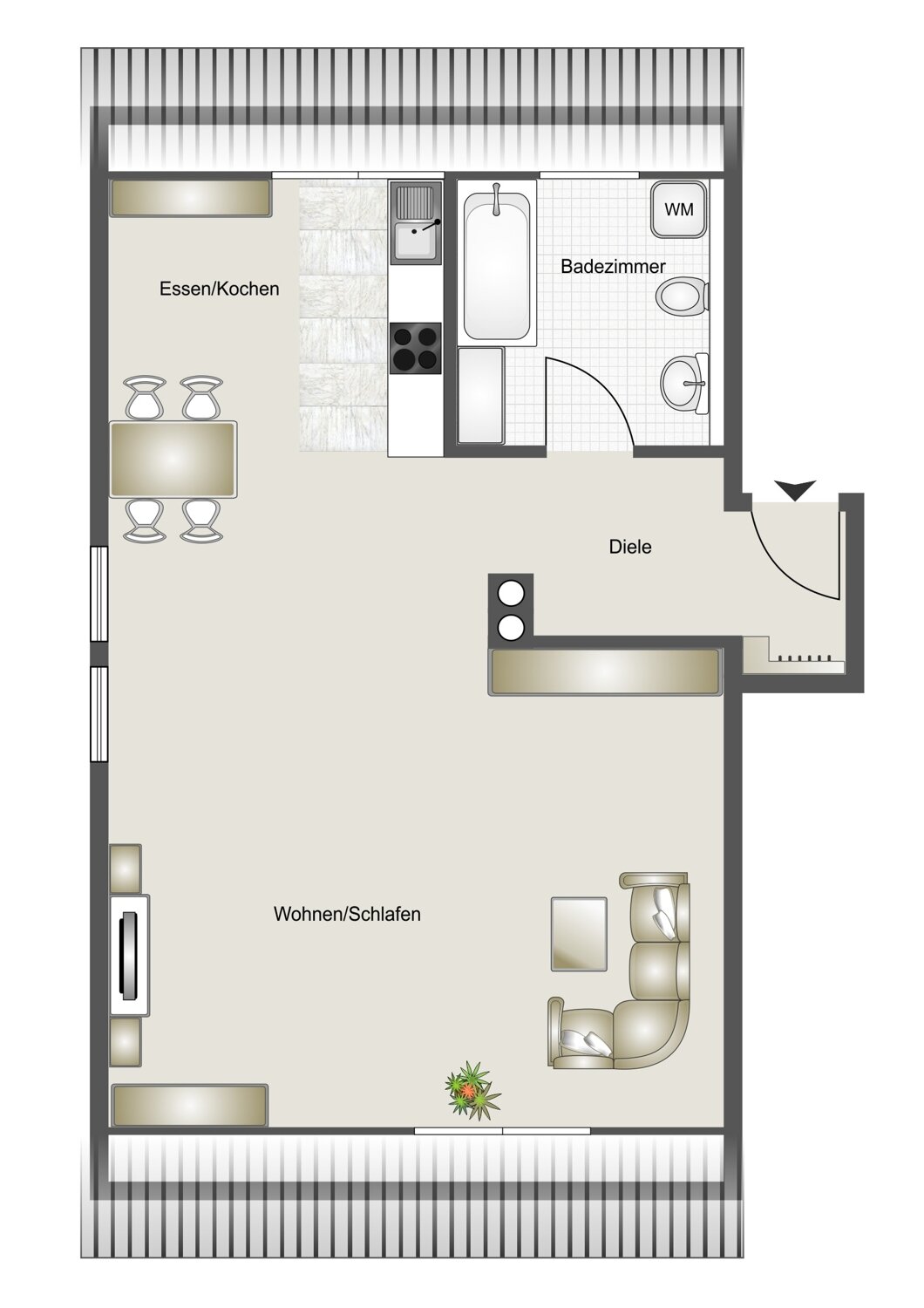 Wohnung zur Miete 625 € 1,5 Zimmer 56,5 m²<br/>Wohnfläche Leipheim Leipheim 89340