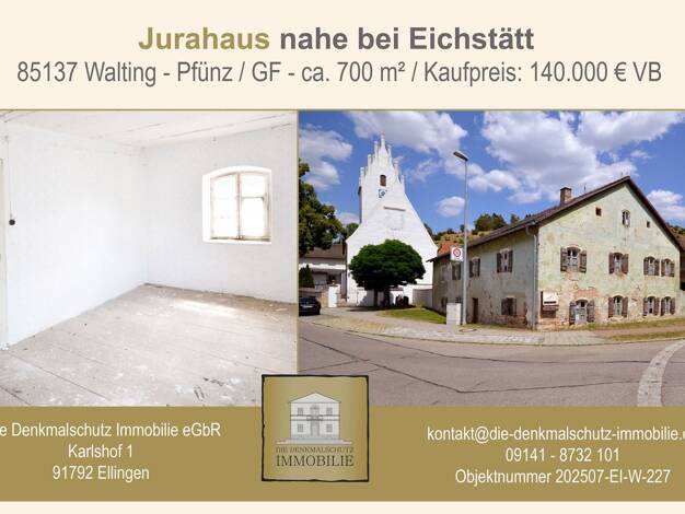 Bauernhaus zum Kauf 140.000 € 251 m² 700 m² Grundstück Alte Dorfstr. 1 Pfünz Walting 85137