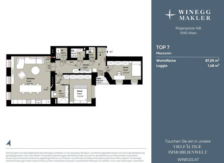 Wohnung zum Kauf - Erstbezug 899.000 € 3 Zimmer 87,1 m² Rögergasse 14B Wien 1090