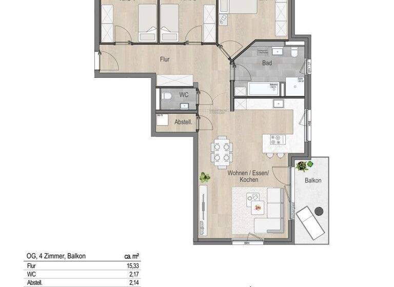 Wohnung zum Kauf - Erstbezug 769.900 € 4 Zimmer 111,7 m² 1. Geschoss Leitershofen Stadtbergen / Leitershofen 86391