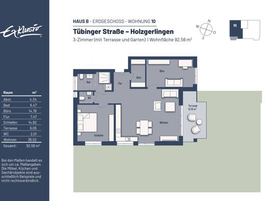 Wohnung zum Kauf - Neubau provisionsfrei 589.000 € 3 Zimmer 92,6 m² Tübinger Straße 56 Holzgerlingen 71088