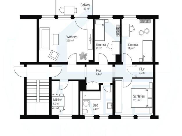 Wohnung zur Miete 585 € 4 Zimmer 88,1 m² 2. Geschoss frei ab sofort Humboldtstr. 2 Hagenwerder Görlitz 02827