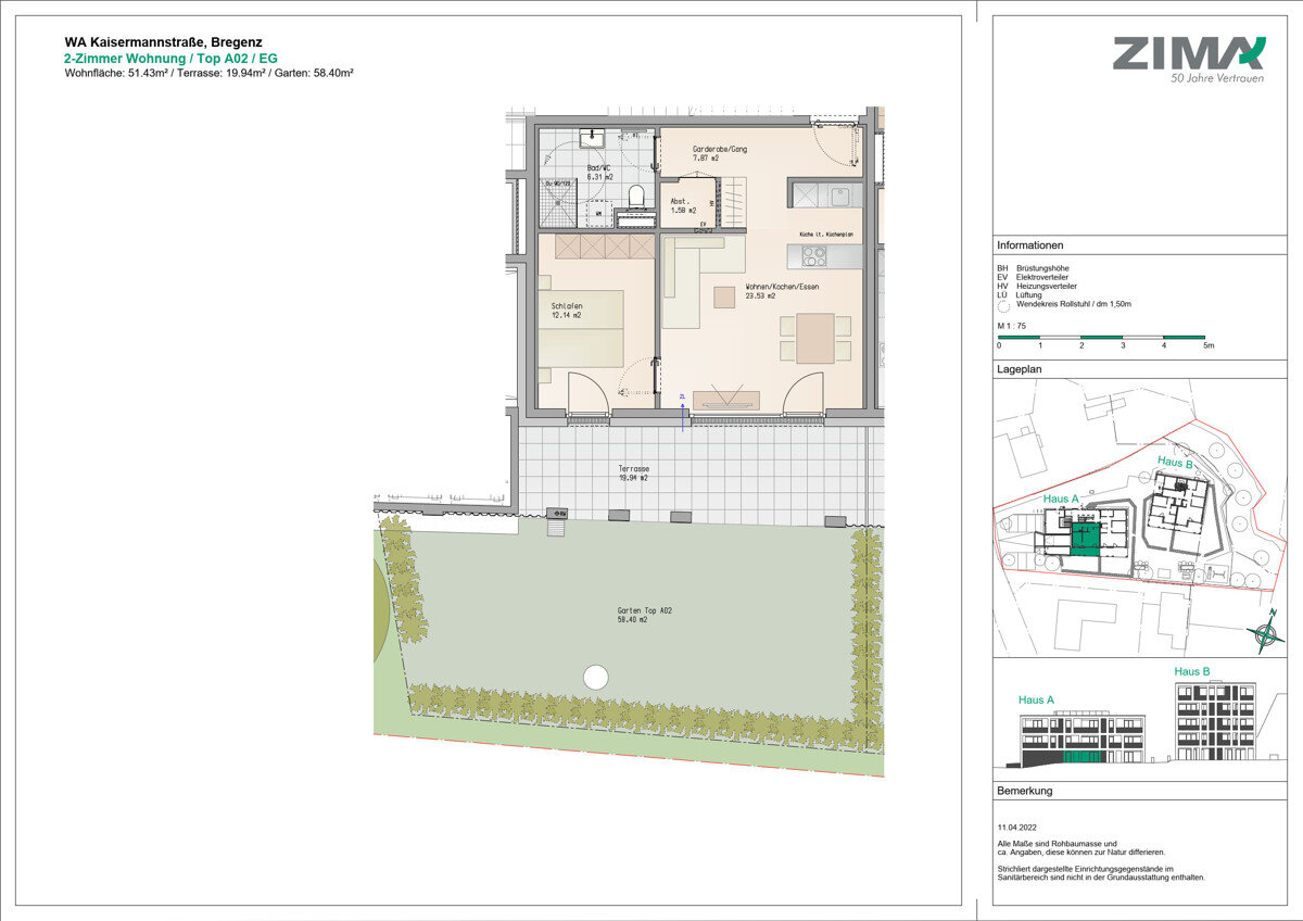 Wohnung zur Miete 1.007 € 2 Zimmer 51,8 m²<br/>Wohnfläche EG<br/>Geschoss 01.04.2025<br/>Verfügbarkeit Kaisermannstraße 3 Bregenz 6900