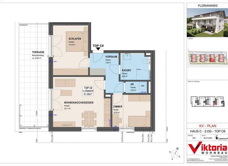 Wohnung zum Kauf - Erstbezug 368.000 € 3 Zimmer 62 m² 2. Geschoss Bergheim 5101