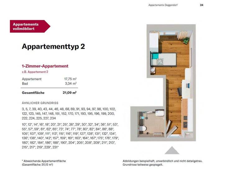 Studio zur Miete - Erstbezug 370 € 1 Zimmer 21,1 m² EG frei ab sofort Fischerdorf Deggendorf 94469