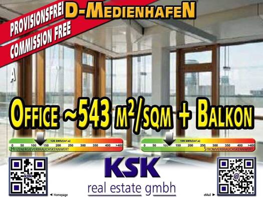 Bürofläche zur Miete provisionsfrei 22,50 € 543,2 m² Bürofläche teilbar von 395,6 m² bis 543,2 m² Unterbilk Düsseldorf 40219