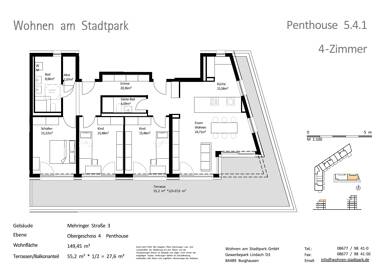 Penthouse zum Kauf provisionsfrei als Kapitalanlage geeignet 1.020.000 € 4 Zimmer 149,5 m² Mehringer Straße 5 Burghausen Burghausen 84489