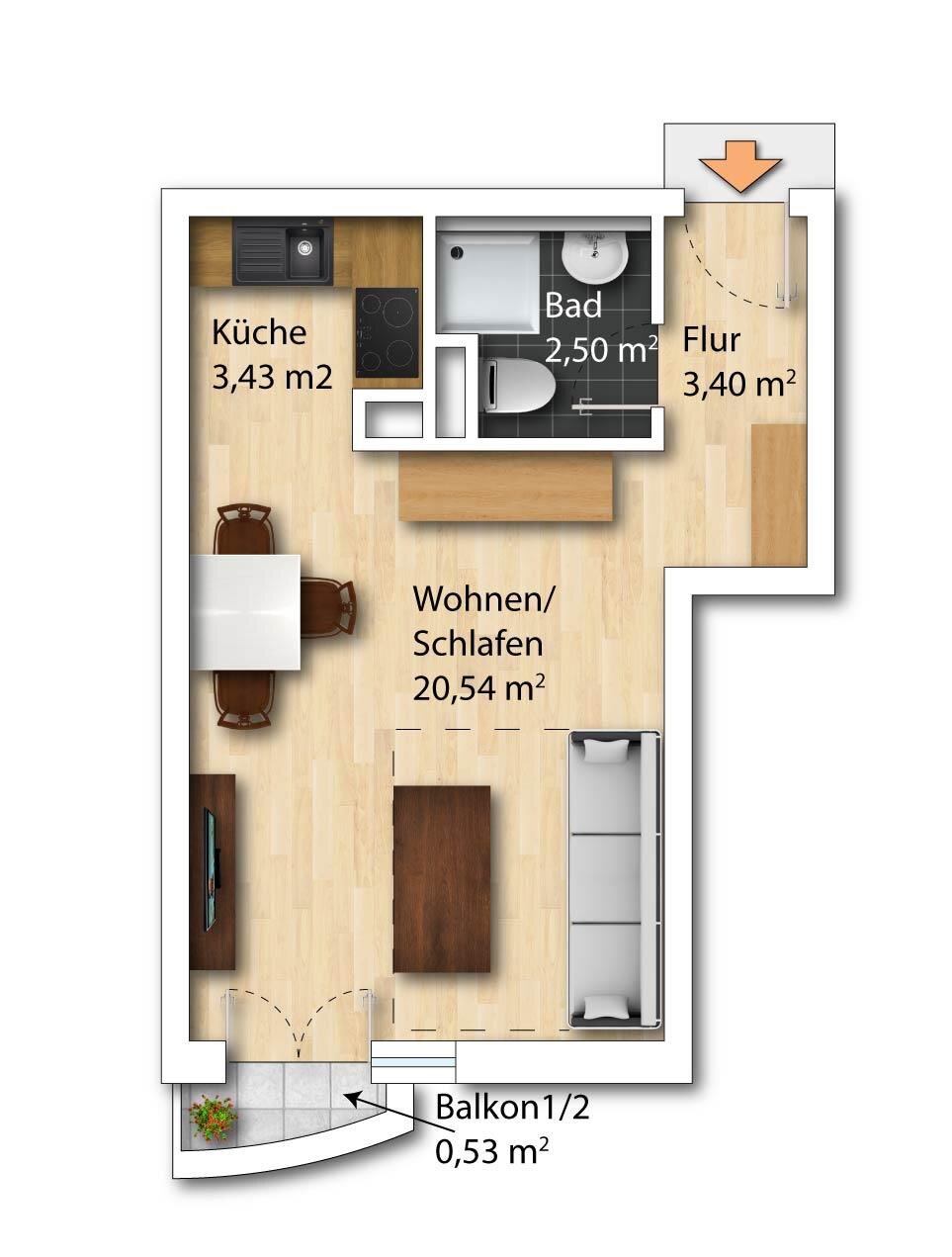 Wohnung zum Kauf 134.900 € 1 Zimmer 30 m²<br/>Wohnfläche Neutraubling 93073