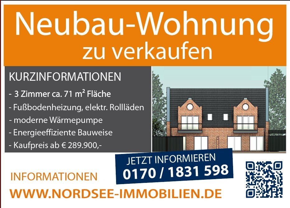 Wohnung zum Kauf 279.900 € 3 Zimmer 66,2 m²<br/>Wohnfläche Norddeich Norden 26506