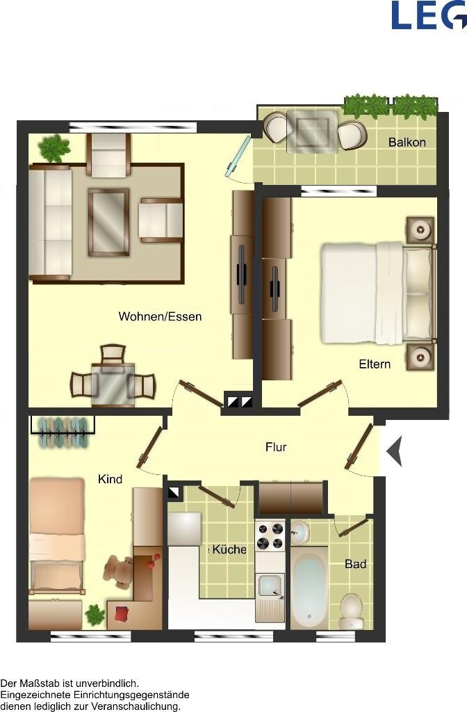 Wohnung zur Miete 717 € 3,5 Zimmer 64,6 m²<br/>Wohnfläche EG<br/>Geschoss Wilhelm-Kreis-Straße 31 Garath Düsseldorf 40595