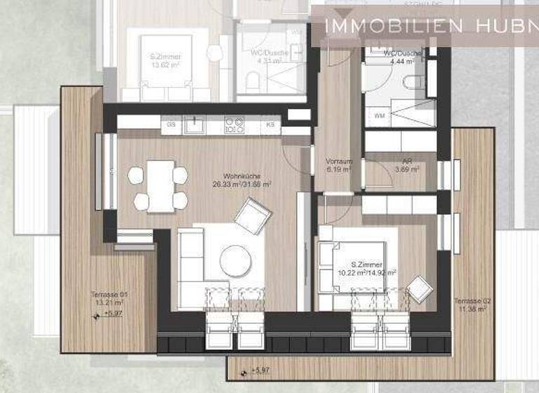 Wohnung zum Kauf - Erstbezug 325.000 € 2 Zimmer 60,9 m² 3. Geschoss Wien 1210