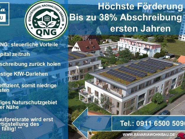 Terrassenwohnung zum Kauf - Neubau provisionsfrei 360.165 € 2 Zimmer 55,4 m² EG Reichelsdorfer Hauptstraße 97-99 Reichelsdorf Nürnberg 90453