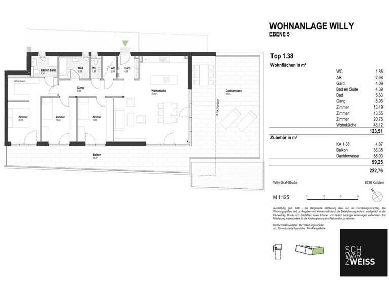 Penthouse zum Kauf - Erstbezug 1.234.000 € 4 Zimmer 123,5 m² 5. Geschoss Kufstein 6330