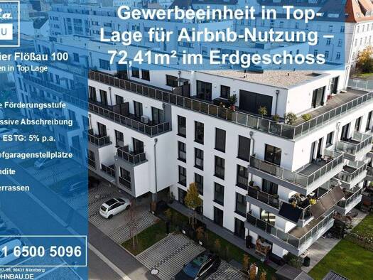 Studio zum Kauf - Neubau provisionsfrei 402.962 € 1 Zimmer 72,4 m² EG frei ab sofort Flößaustraße 100/102 Südstadt Fürth 90763