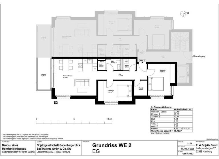 Wohnung zum Kauf 369.027 € 3 Zimmer 76,7 m² Godenbergredder 19 Bad Malente-Gremsmühlen 23714