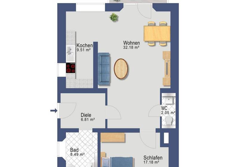 Wohnung zur Miete 819 € 2 Zimmer 81,9 m² 1. Geschoss Lankow Schwerin 19057