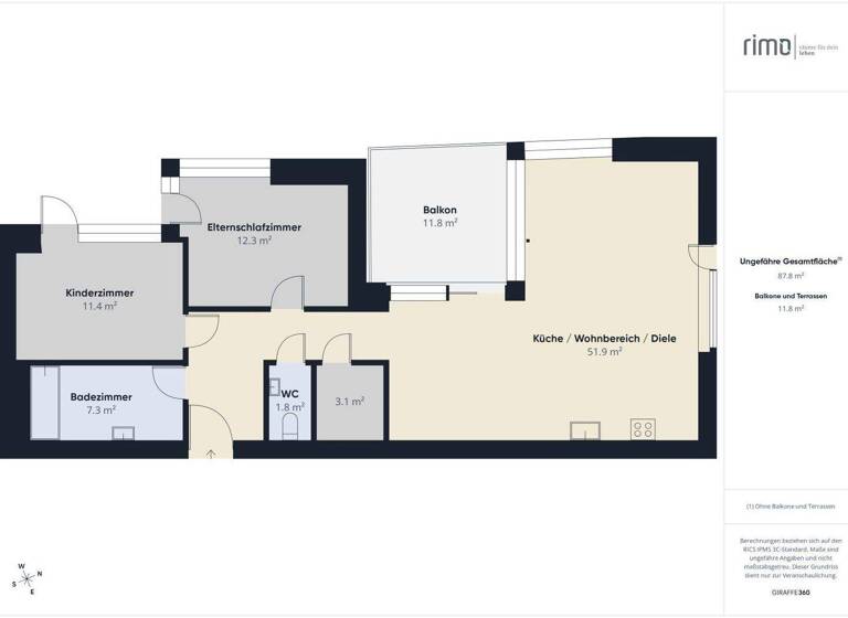 Wohnung zur Miete 1.204 € 3 Zimmer 87,3 m² 3. Geschoss Am Garnmarkt 6 Götzis 6840