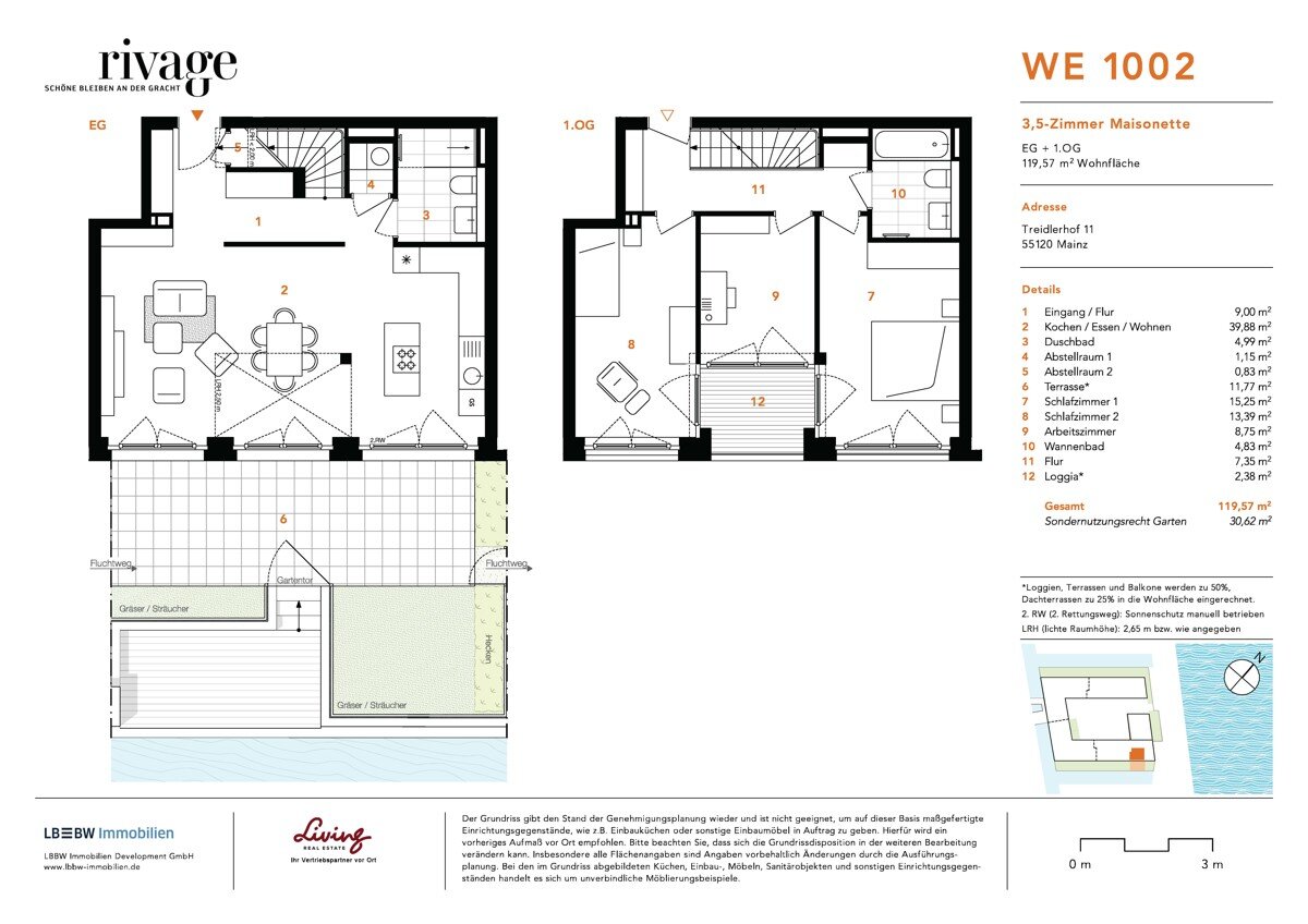 Wohnung zum Kauf 1.099.000 € 4 Zimmer 119,6 m²<br/>Wohnfläche EG<br/>Geschoss Altstadt Mainz 55120