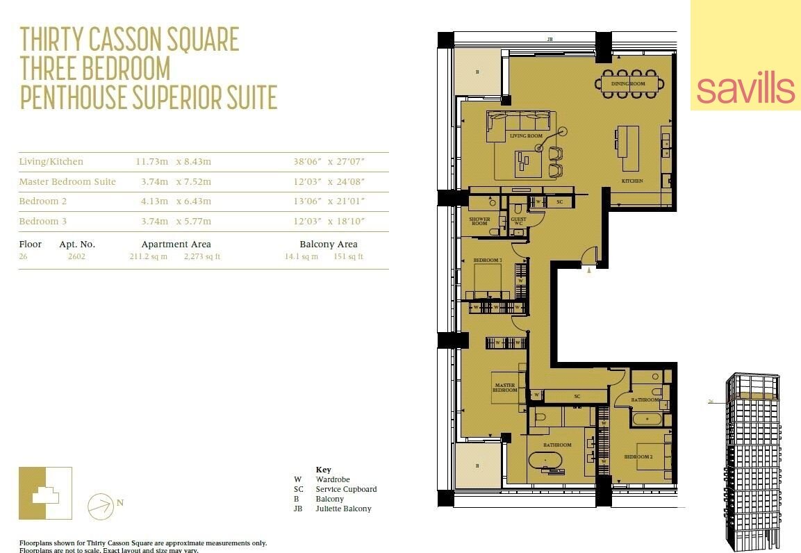 Wohnung zum Kauf provisionsfrei 9.235.525 € 4 Zimmer 211,2 m²<br/>Wohnfläche CASSON SQUARE 30 London SE1 7DY