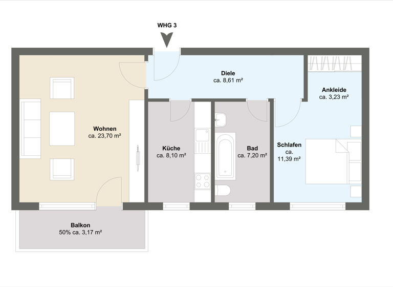 Wohnung zum Kauf - Erstbezug provisionsfrei 285.000 € 2 Zimmer 65,5 m² EG Bleidenstadt Taunusstein 65232