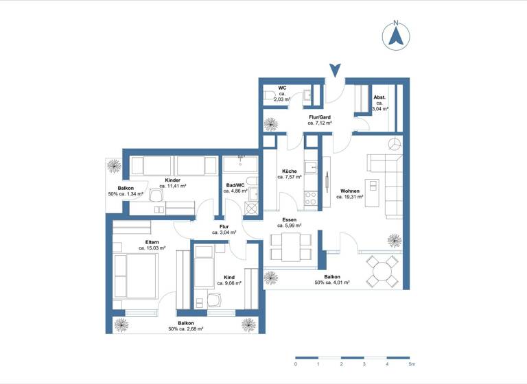 Wohnung zum Kauf 305.000 € 4 Zimmer 88,4 m²<br/>Wohnfläche Ludwigsfeld Neu-Ulm / Ludwigsfeld 89231