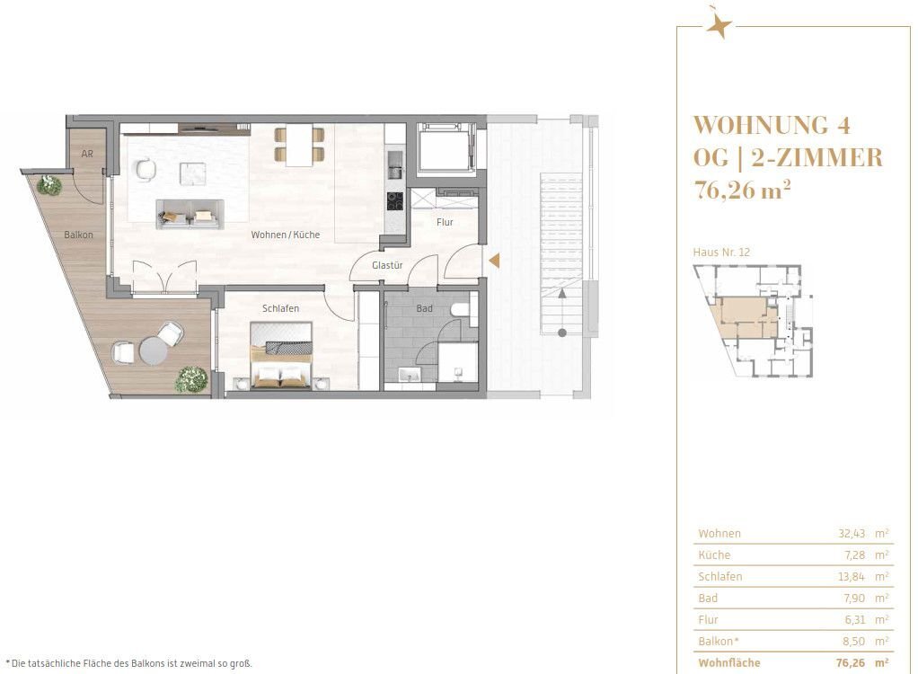 Wohnung zum Kauf provisionsfrei 355.000 € 2 Zimmer 76,3 m²<br/>Wohnfläche 1.<br/>Geschoss An der Schlossmühle 12 Statistischer Bezirk 74 Hamm-Heessen 59073