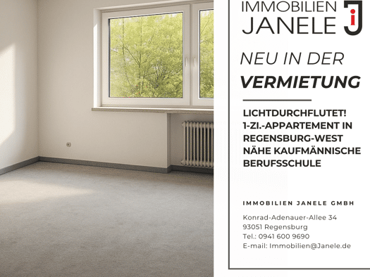 Wohnung zur Miete 360 € 1 Zimmer 28 m² frei ab 01.10.2026 Westenviertel Regensburg 93049