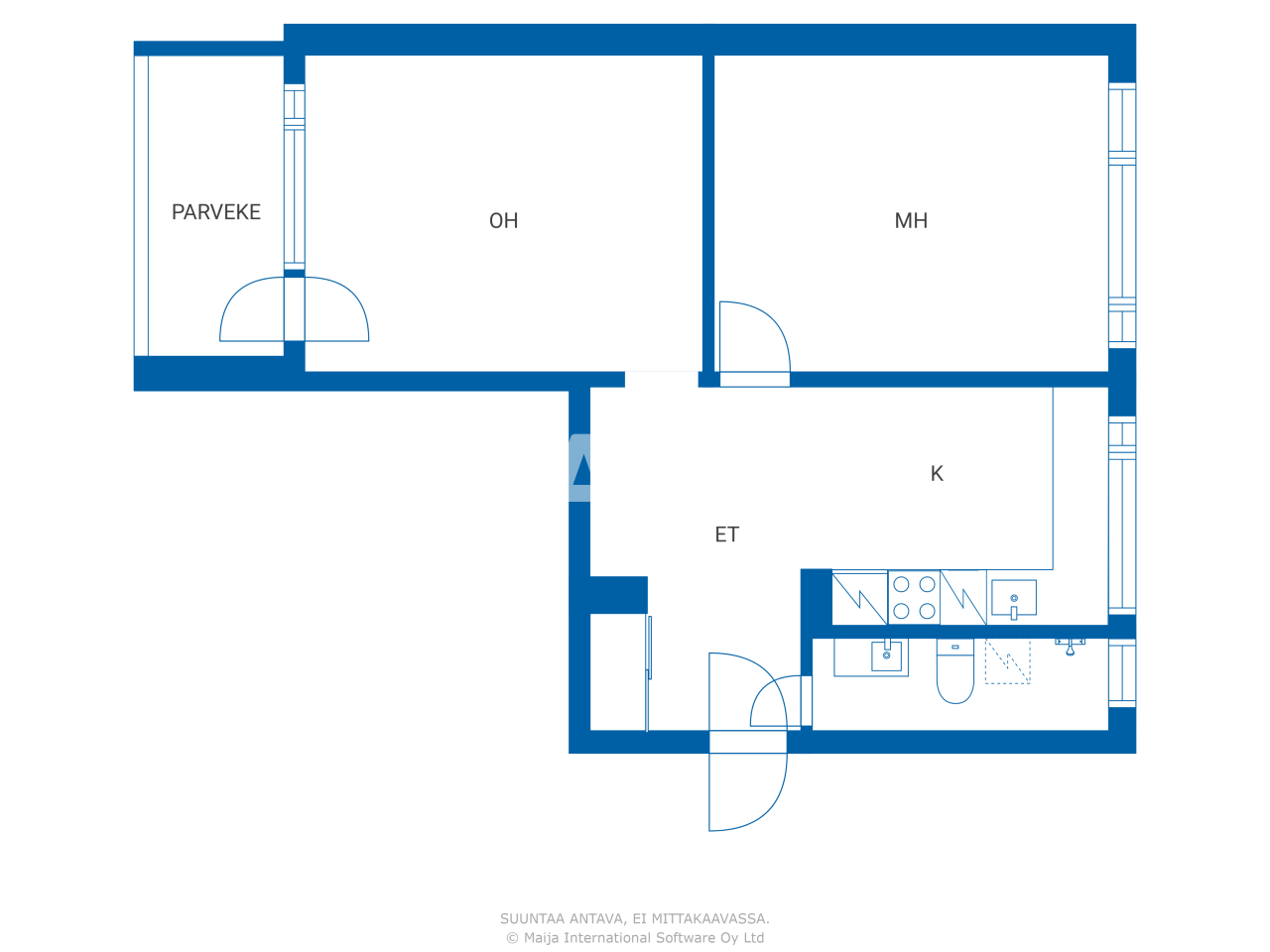 Studio zum Kauf 149.800 € 2 Zimmer 53,5 m²<br/>Wohnfläche 2.<br/>Geschoss Kivisaarentie 12 Helsinki 00960