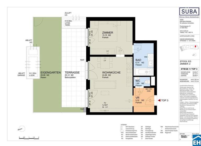 Wohnung zur Miete 819 € 2 Zimmer 53,7 m² EG frei ab sofort Oskar-Grissemann-Straße Wien 1210