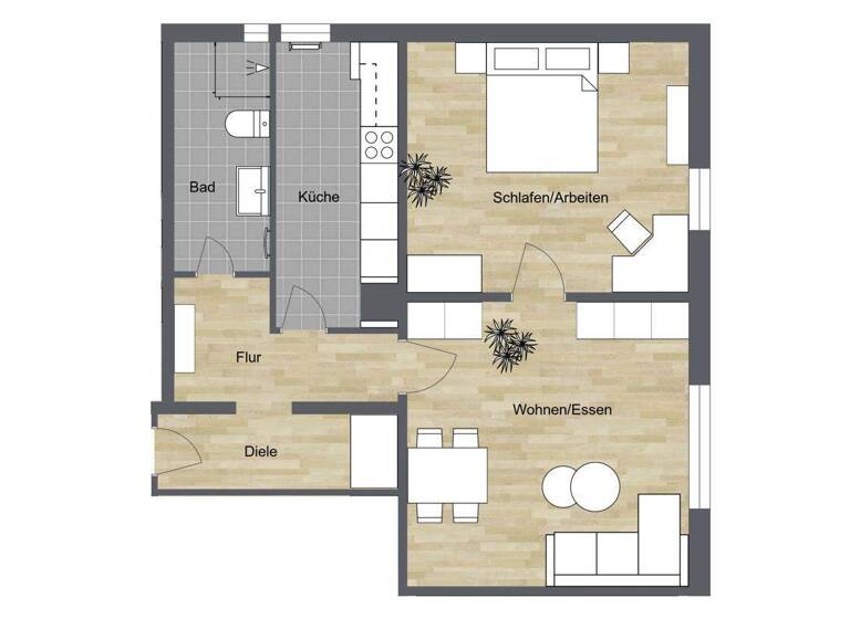 Wohnung zur Miete 540 € 2 Zimmer 56 m² 1. Geschoss Innenstadt Bielefeld 33607